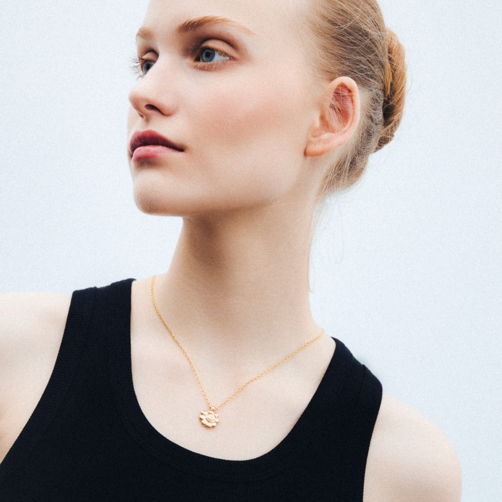 Smiley Flower Gümüş Kolye