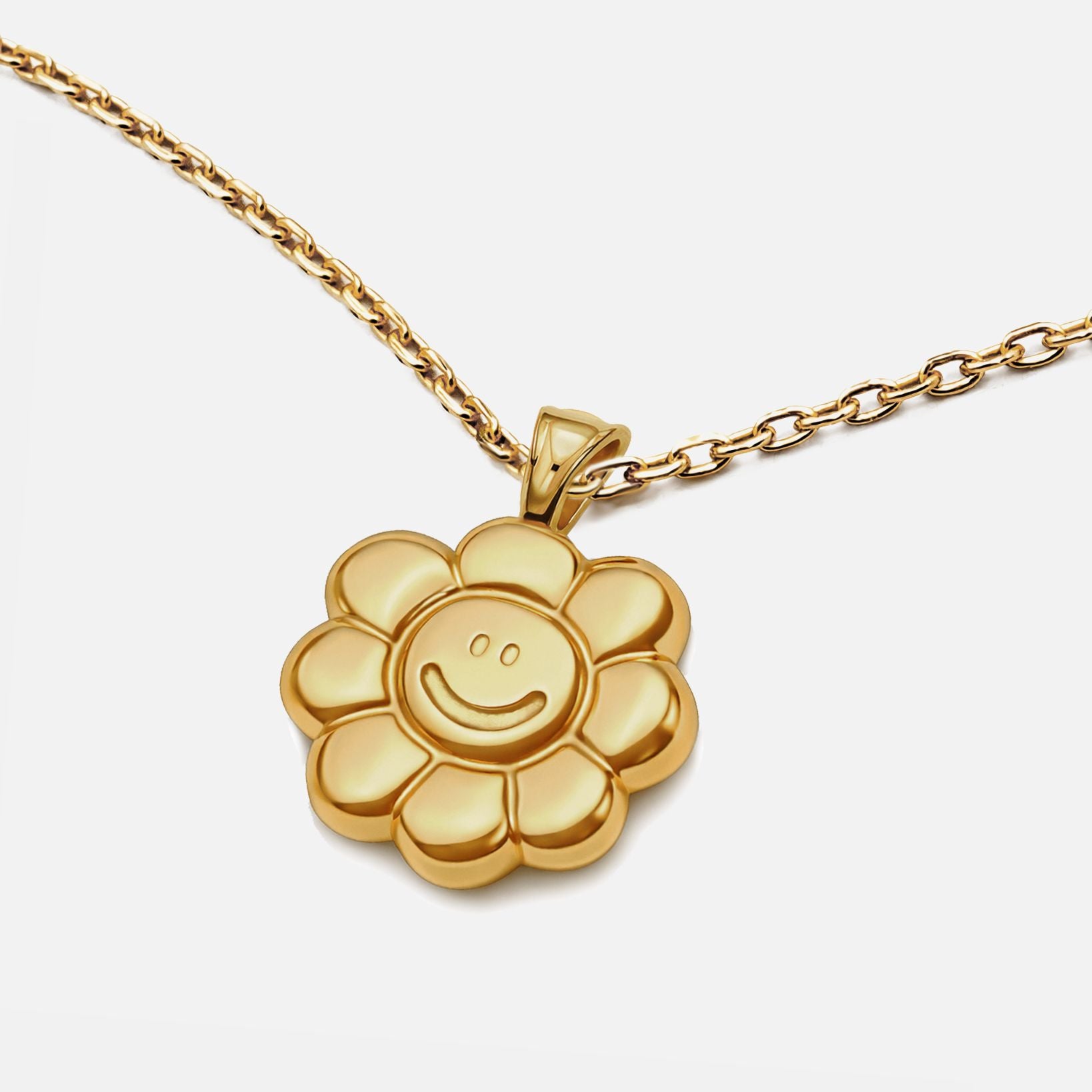 Smiley Flower Gümüş Kolye